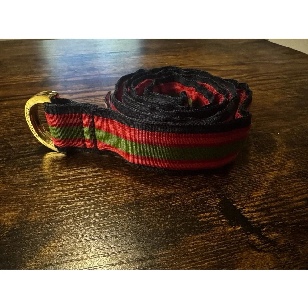 Vineyard Vines Grosgrain Ribbon Stripe D-Ring Belt Pink Green Navy 36 inches